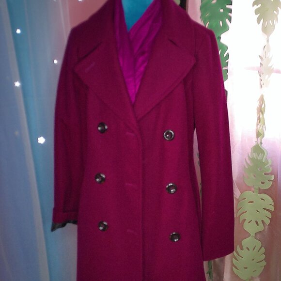 Anne Klein Large Wool Peacoat in Eggplant - Like New! - Picture 3 of 13